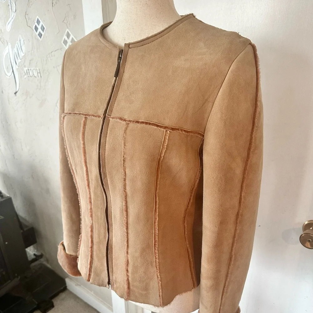 Carlisle Vintage Genuine 100% Shearling Wool Tan Coat Size 6 Womens - Picture 2 of 7